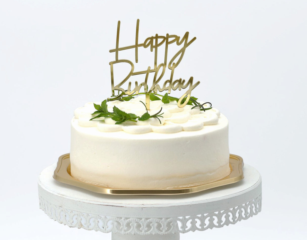 ケーキトッパー ハッピーバースデー(ゴールド)