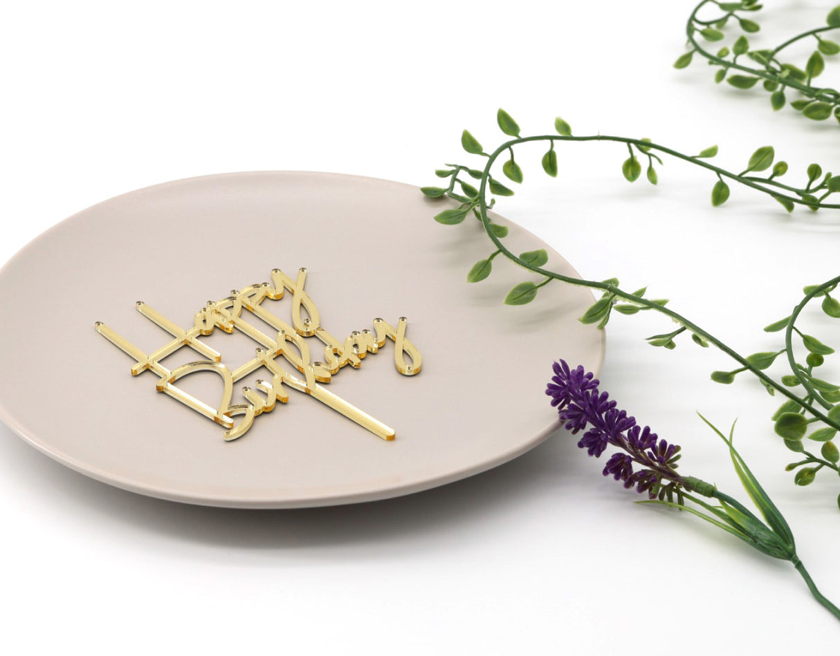 ケーキトッパー ハッピーバースデー(ゴールド)