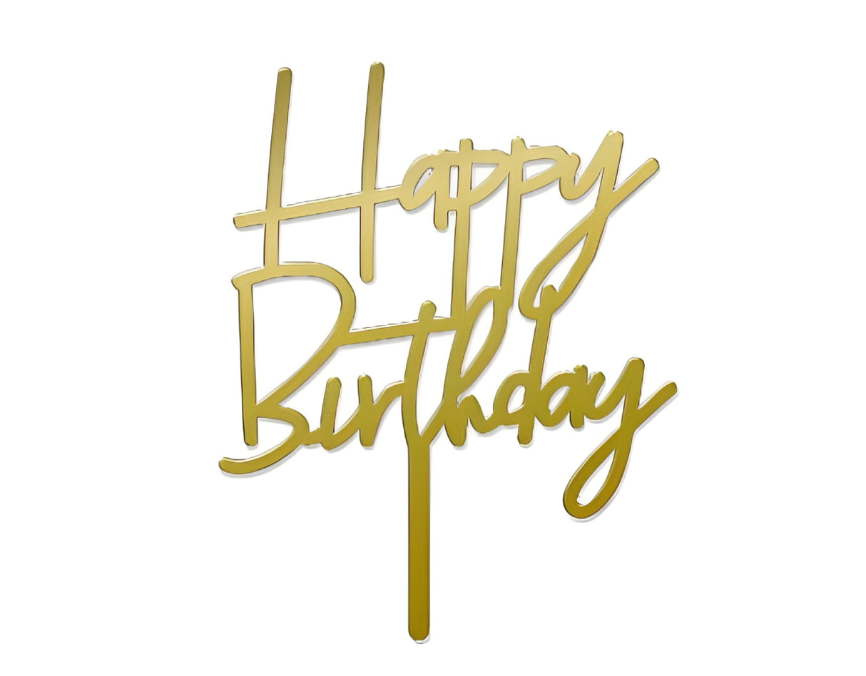 ケーキトッパー ハッピーバースデー(ゴールド)