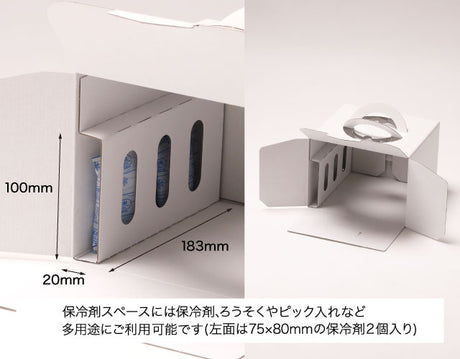 【サンプル】アイボリーデコ箱5号H150(保冷剤スペース付)