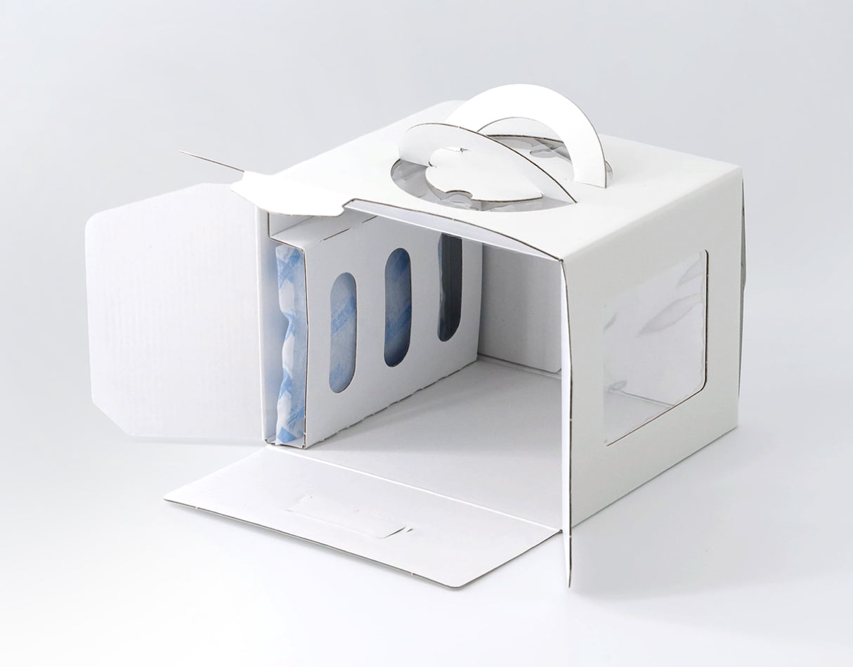 窓付きアイボリーデコ箱5号H150（保冷剤スペース付）